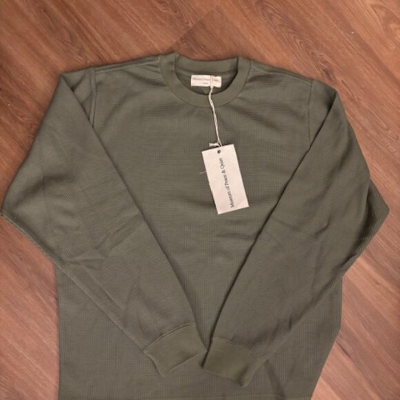 Museum of Peace & Quiet Men's Long Sleeve Pine Green Waffle Knit Shirt NWT MED - Picture 1 of 5